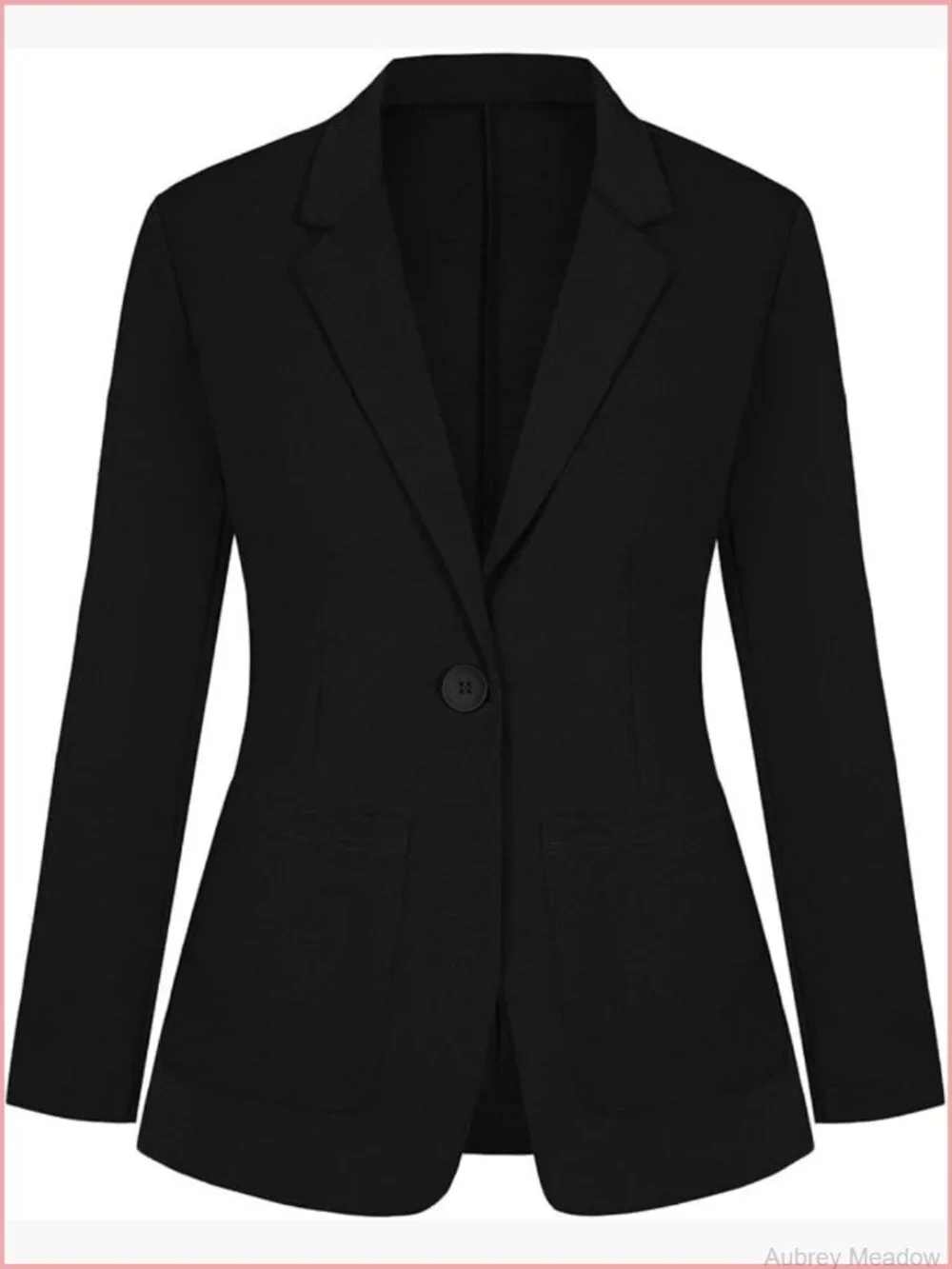 Long Sleeve Notch Lapel Button Front Blazer with Pockets Work Office